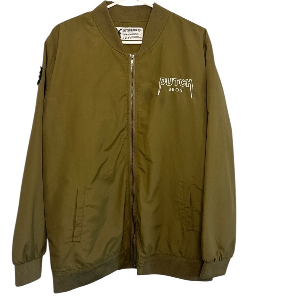 Dutch Bros MEDIUM+LARGE Camo ‘Top Gun’ Zip Up Bomber Jacket Patch RARE DB 1992